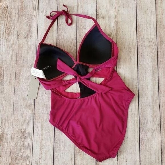 Kenneth Cole Cutout Halter Plunging Neckline One-Piece Swimsuit - Picture 5 of 9